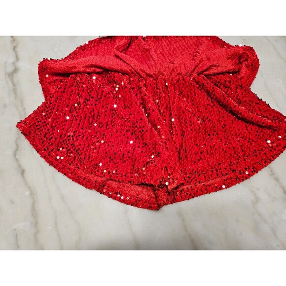Peach Love Girl's Metallic Sequin Skirt Elastic Waist Ruffle Dance Shorts Size S - Picture 7 of 7